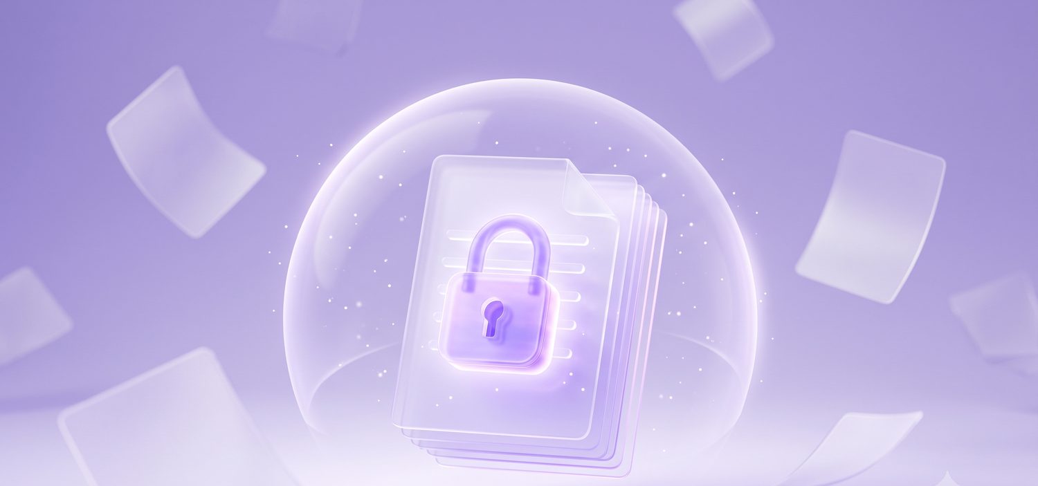 Illustration of a PDF document secured with a padlock and password
